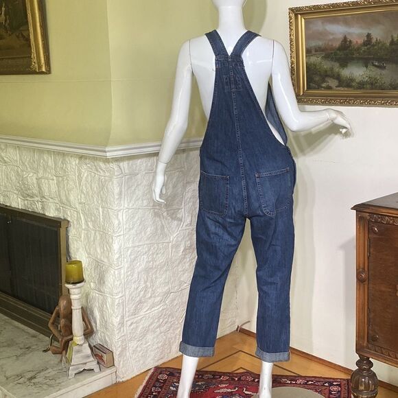 Gap Slouchy Cropped Denim Overalls Size Small - Picture 4 of 13